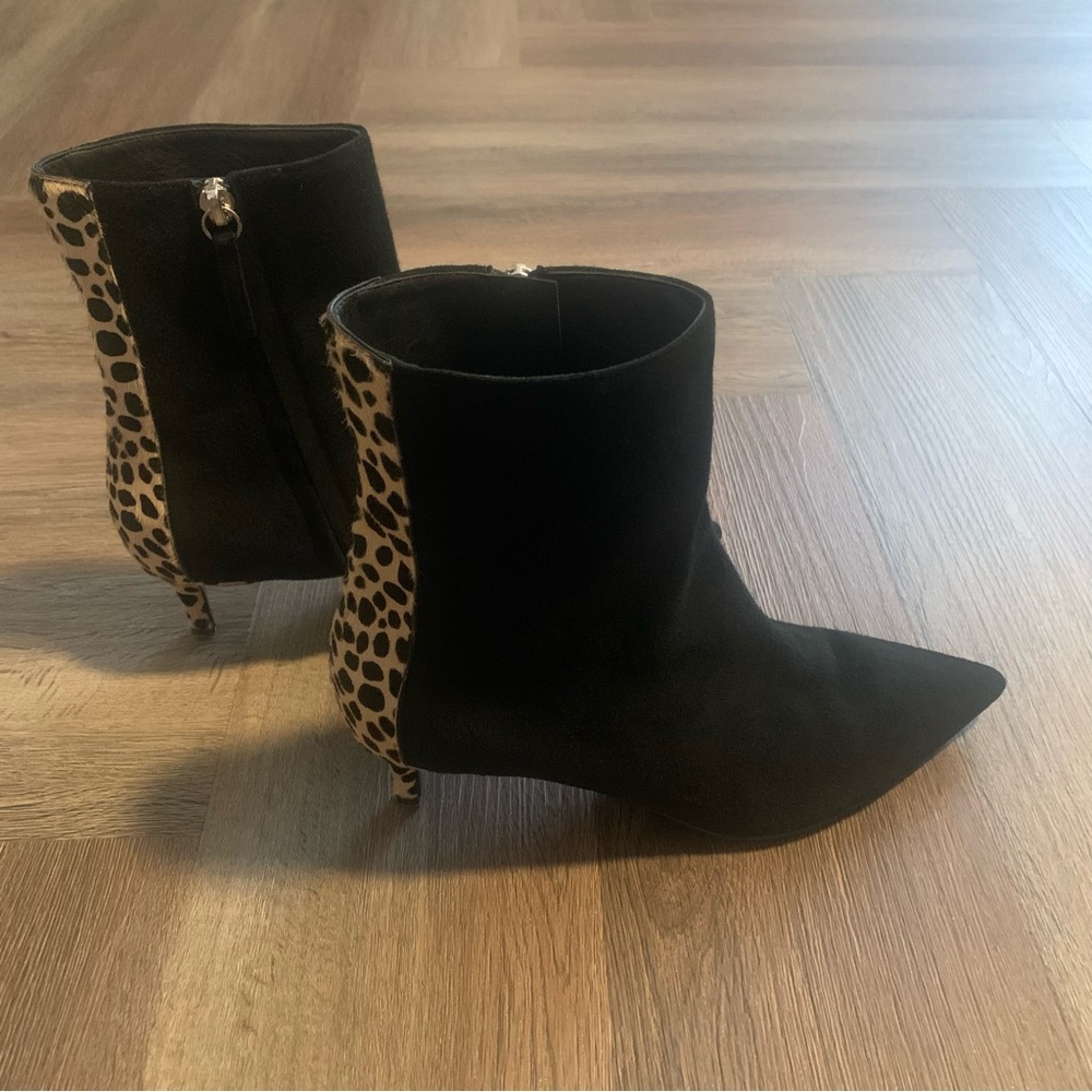 Giuseppe Zanotti Kitten Heel Ankle Boots Sz EU 36.5 US 6.5 - 7 Animal Print BLK - Picture 2 of 13